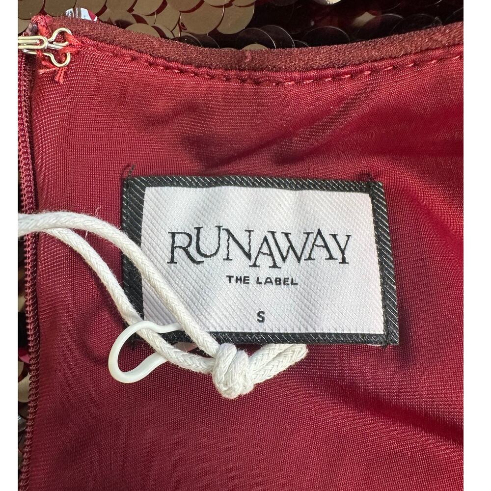 Runaway The Label Burgundy Sequin Midi Dress Revolve NWT Side Slit S US 4 - Picture 10 of 13